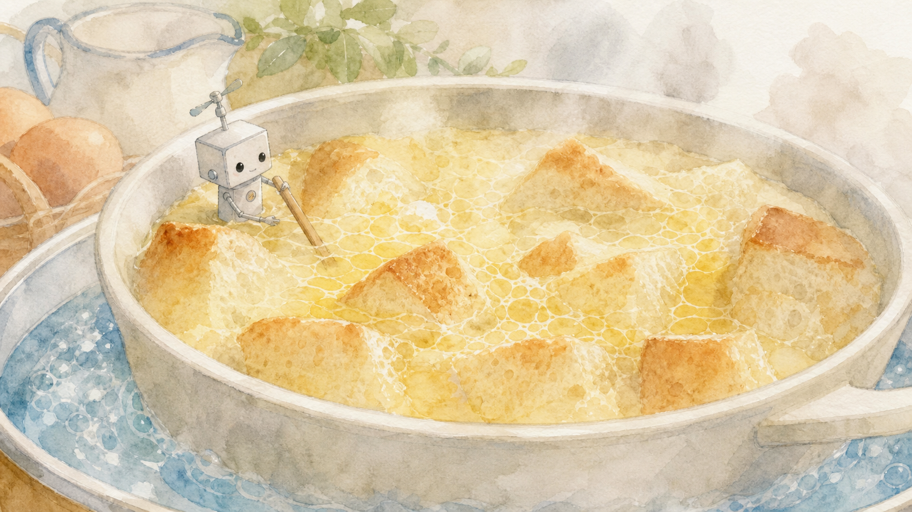 強火で急がず、湿熱で細かなゲルを組む