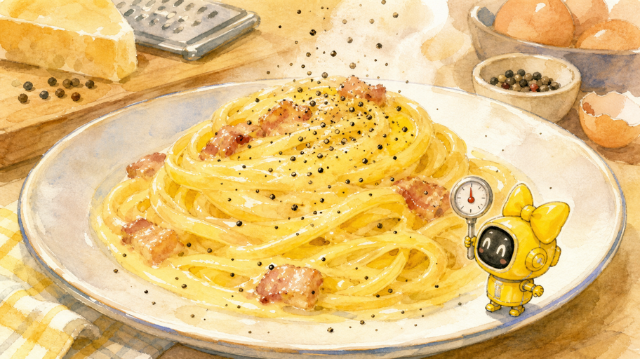 完成の一歩手前で止めると、皿の上で完成する