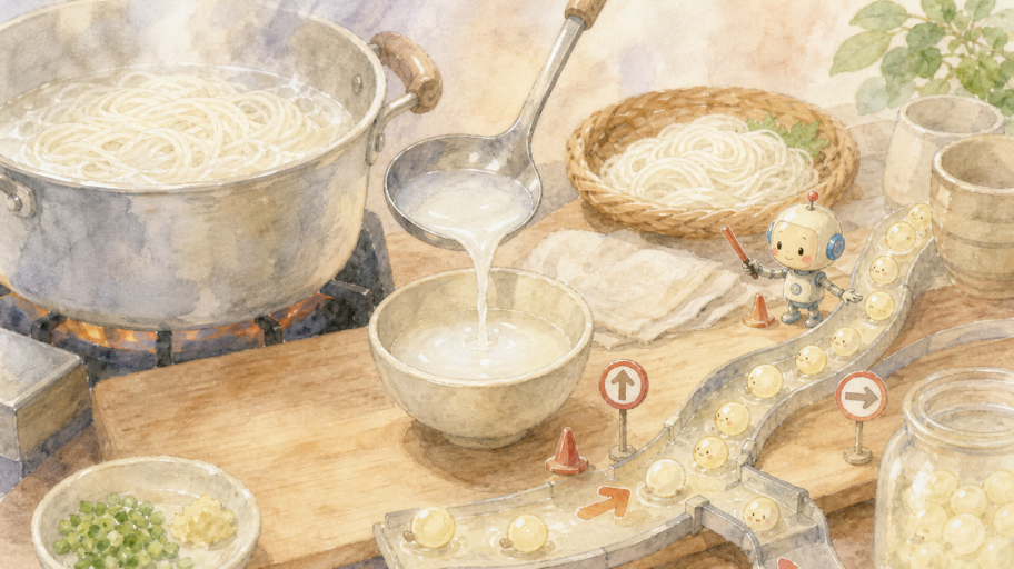 そうめんのでんぷんを、脂肪滴の交通整理に使う