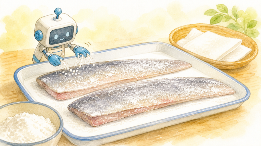 薄い小麦粉は、衣よりも流出を整える境界だよ