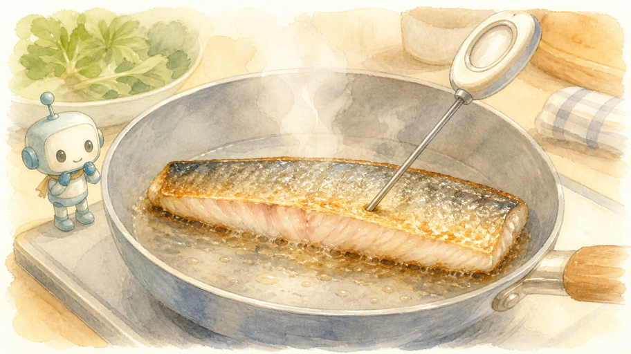 皮目を先に焼き、温度と時間を別々に見ないよ