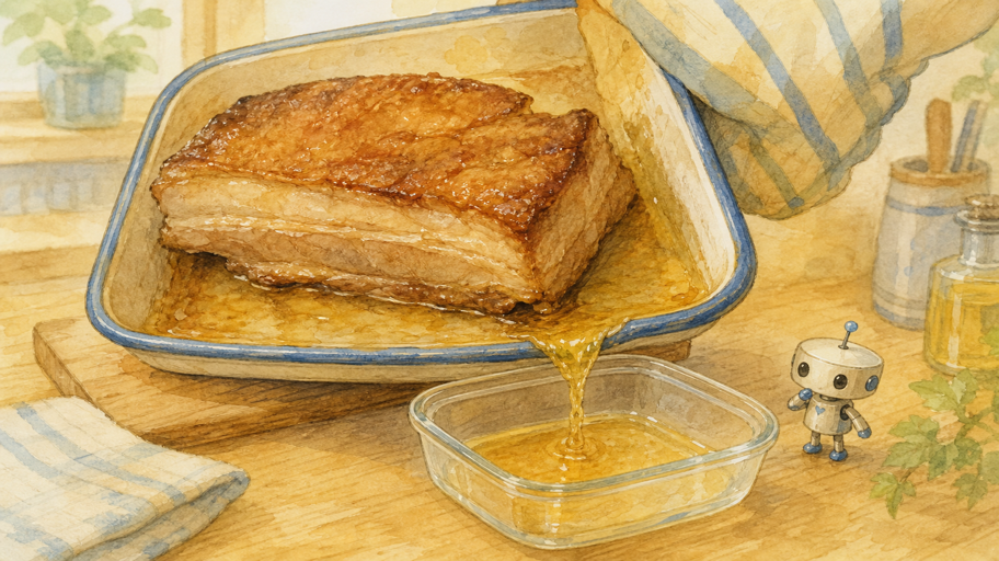 溶けた脂は、焼き続ける前に退場してもらう