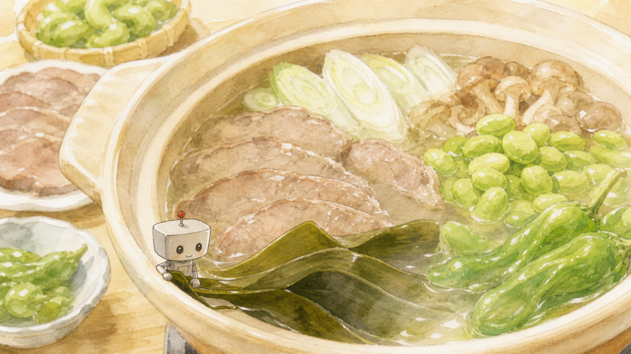 昆布と牛だし、うま味は別々の道から届く