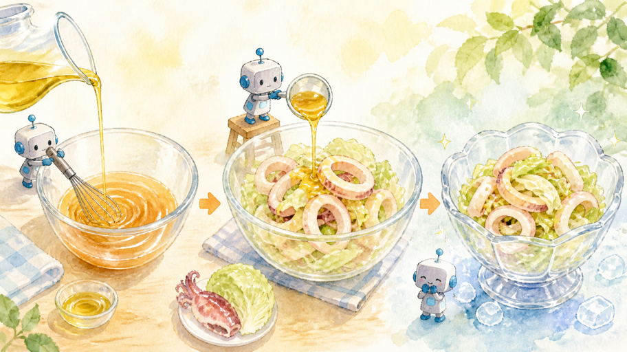 油は少しずつ、提供時だけ仲良くさせる