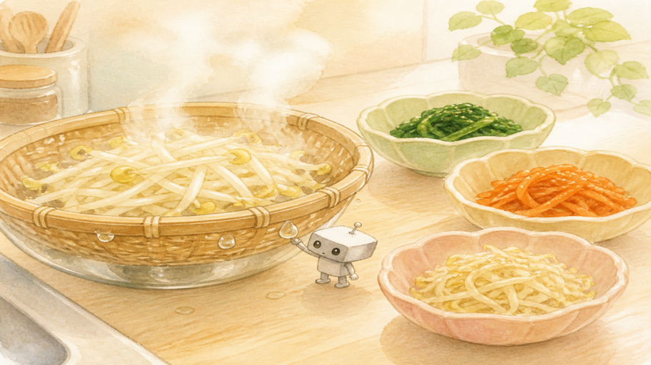 もやしは水を抜いて、歯切れと味の入口を守る