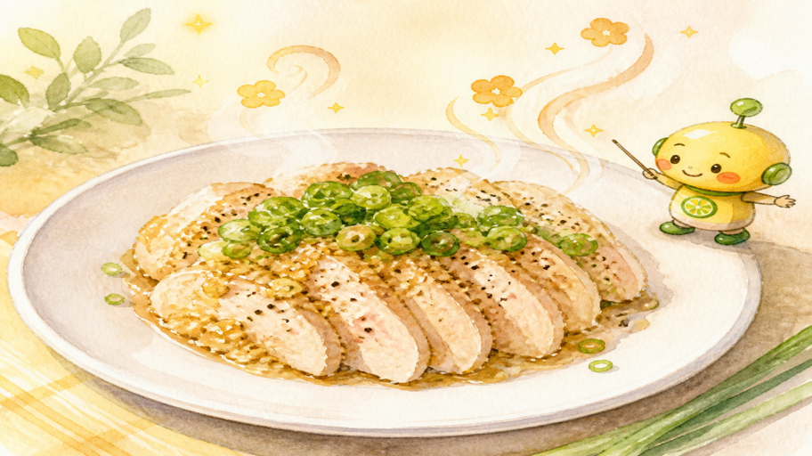 ぽん酢りんの、最後のひと呼吸――粉ぽん酢とネギの低温しっとり鶏ささみ