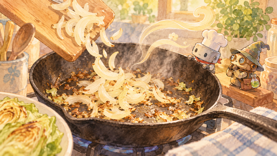 二段目は玉ねぎ。甘さを待つ前に、表面の水を待つ