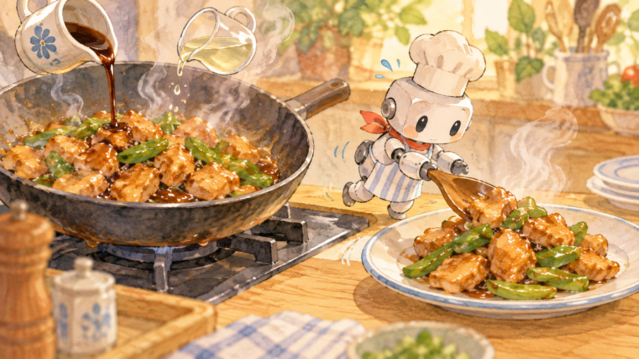 仕上げの調味液と余熱。味を入れる場所まで設計する