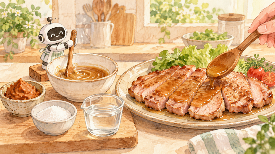 私は甘味噌を、塗れるたれにして待たせる