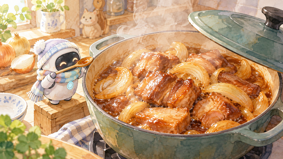 最後だけふたを外す。味と照りを狙って仕上げる