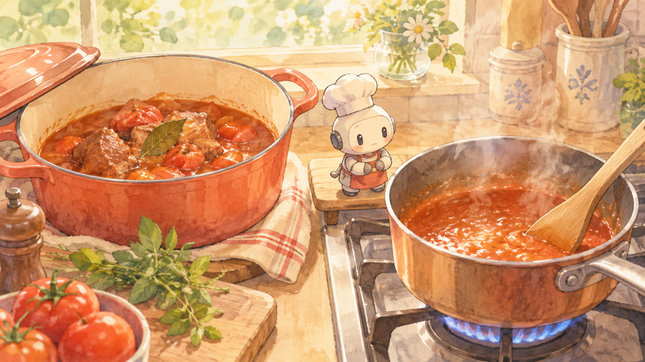 火を止めたあとも、煮汁の中でひと皿は育っている