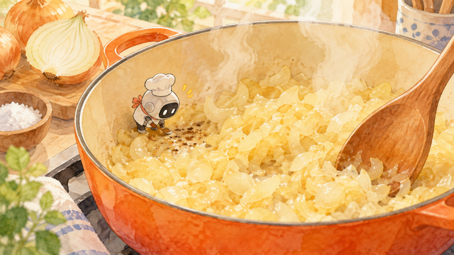 玉ねぎの甘みは、焦がす前に引き出す