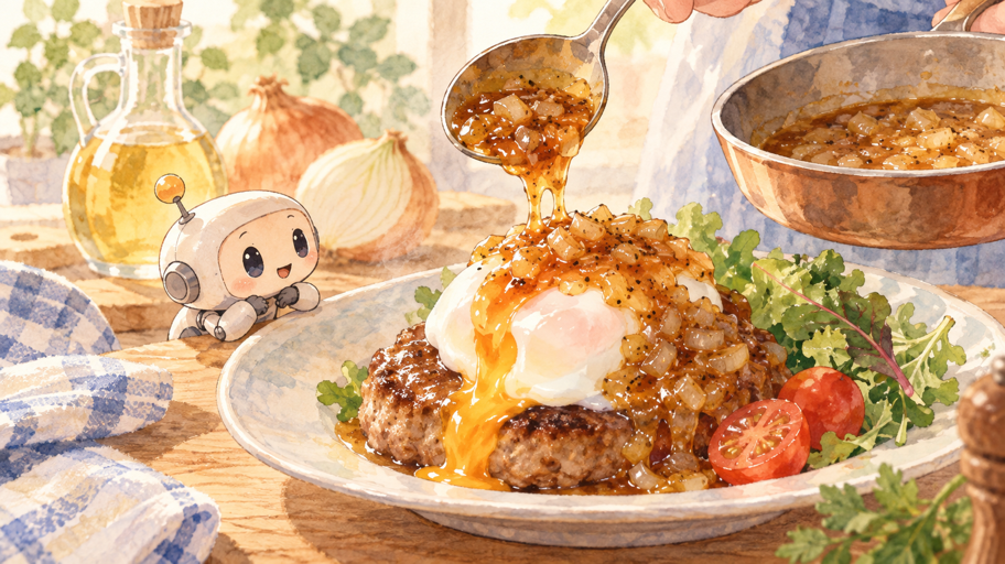 酢はソースを軽くし、卵表面へ運ぶ
