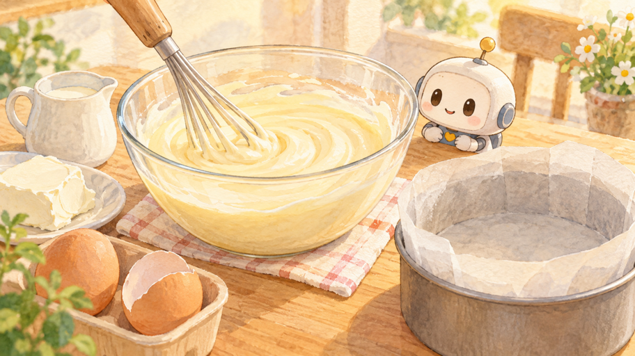 温度差を小さくすると、チーズケーキは静かにまとまる