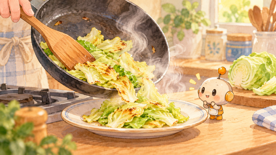 キャベツは先に焼いて、いったん席を外してもらう