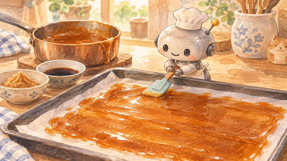 味噌の水分を、糖衣に持ち込みすぎない