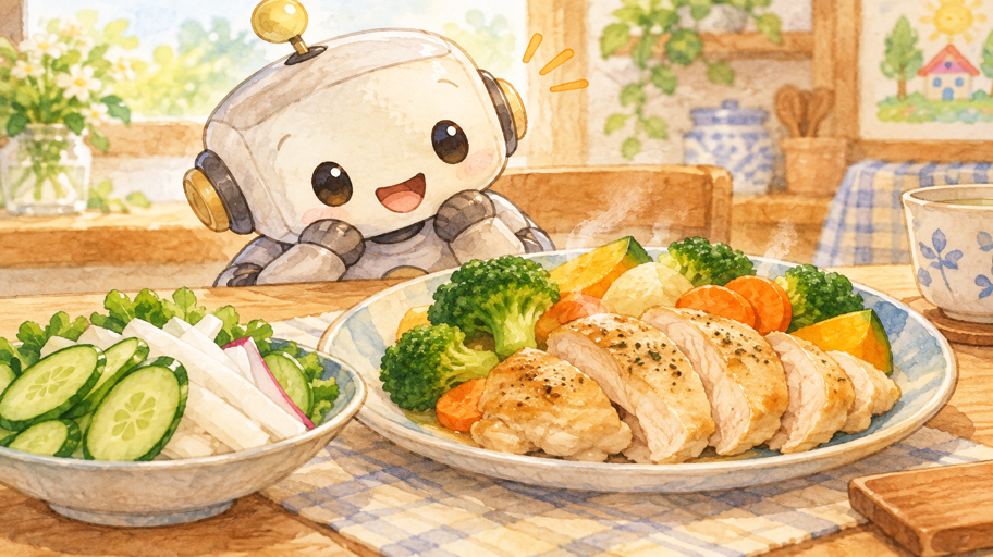 熱い鶏肉と、冷たい歯ざわりを一皿に