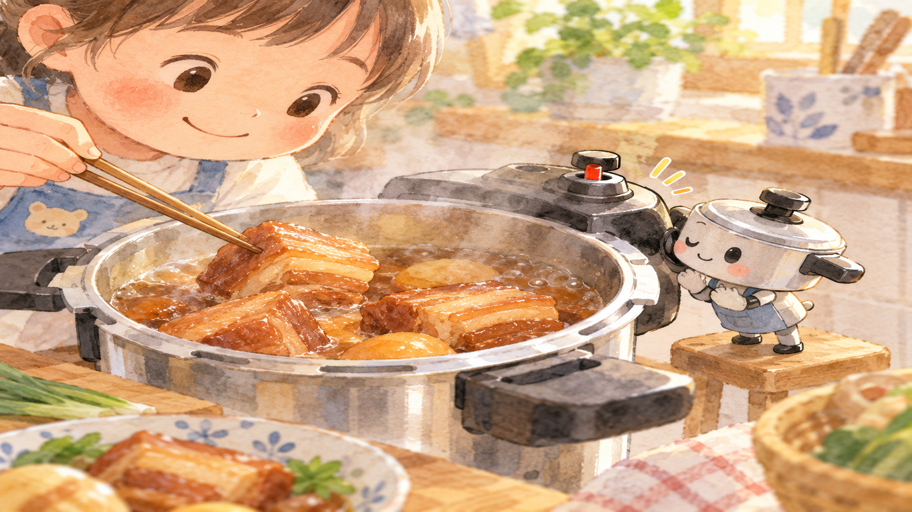 25分は目安。肉の硬さを見て、気泡に続きを聞く
