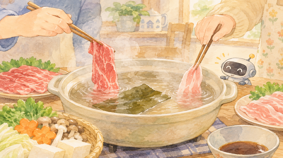 薄切り赤身は、短く火を通す