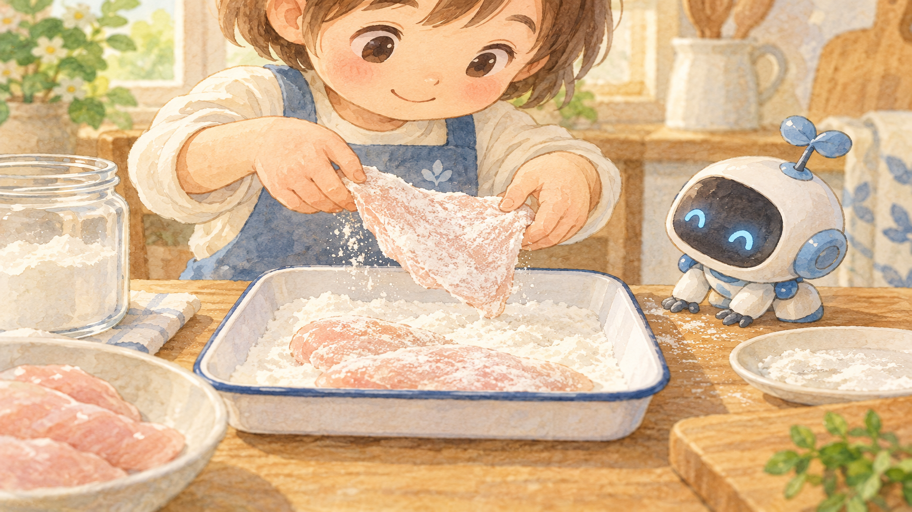 粉の薄い層は、たれの席をつくる