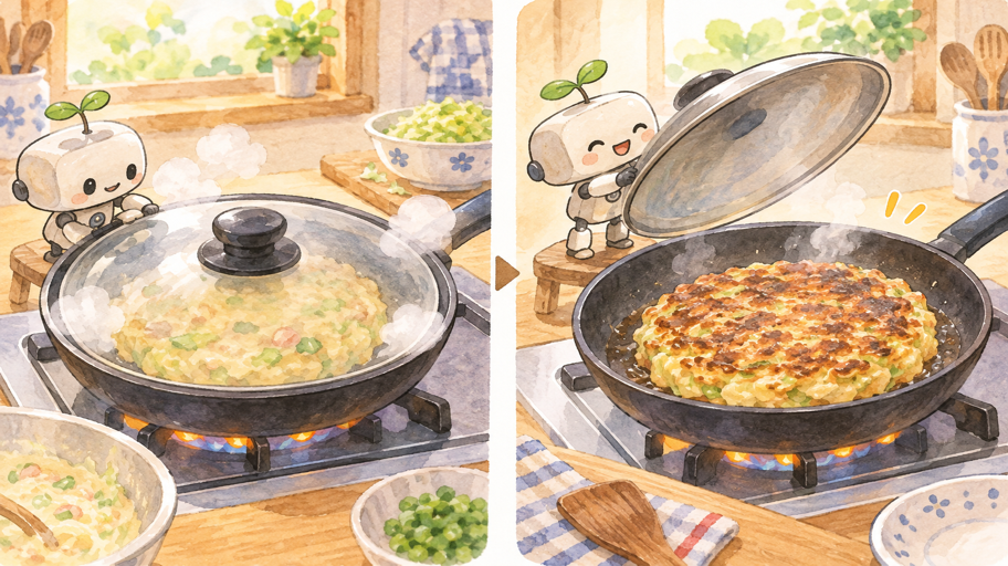 中火で焼き色を見て、中心まで火を通す