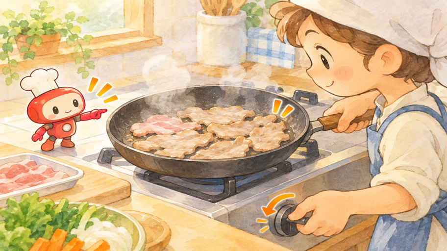 色が変わったら、そこで加熱を止める