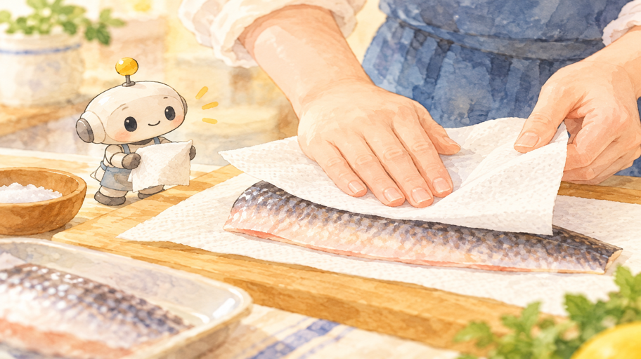 拭き取るのは、焼く前の水分