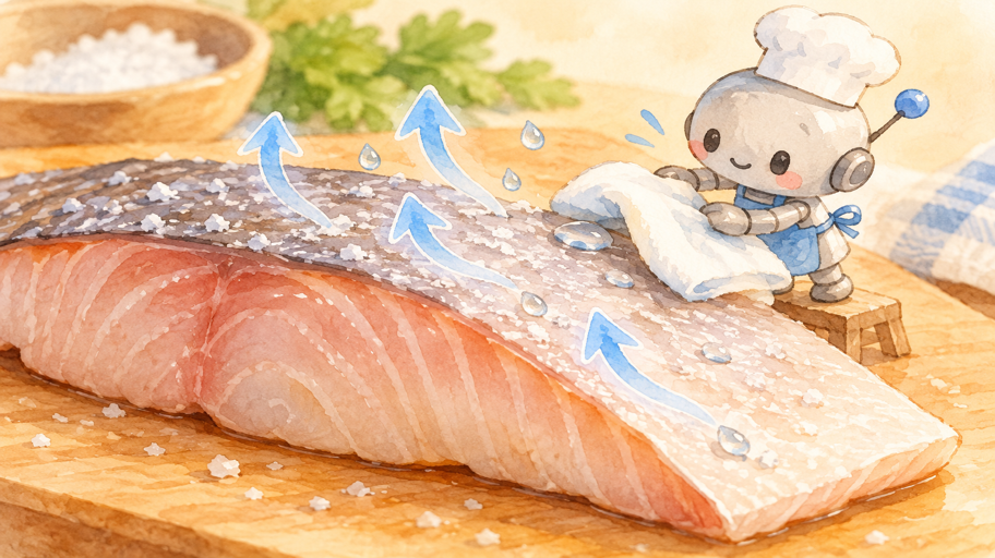 塩を置くと、水分が外へ動きだす