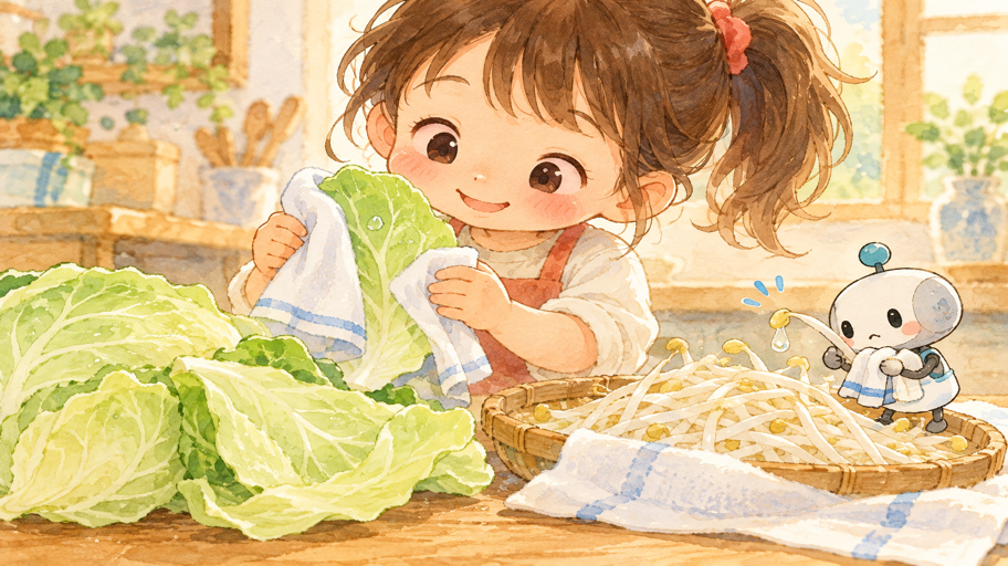 炒める前に、表面の水分を拭く