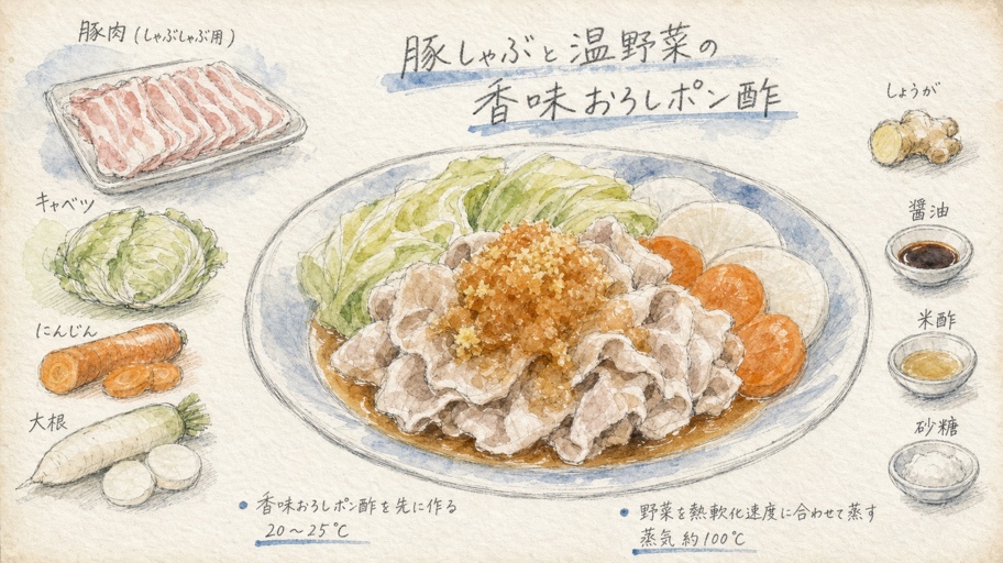 混ぜる、待たせない、火を越さない。香味おろしポン酢の食感設計