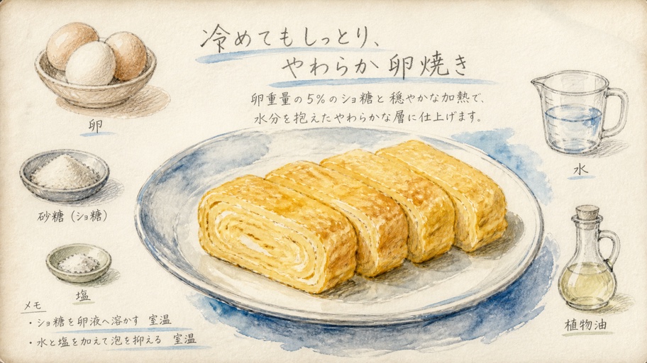 冷めてもやわらかい卵焼き、水分移動はボクが見張る
