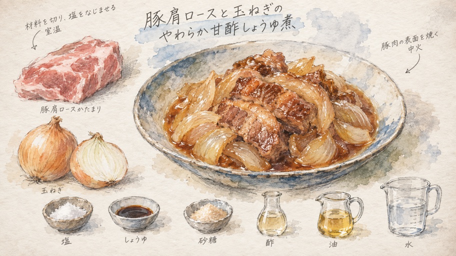 冷えると本領発揮!ゼラが仕込む、豚肩ロースのやわらか甘酢しょうゆ煮