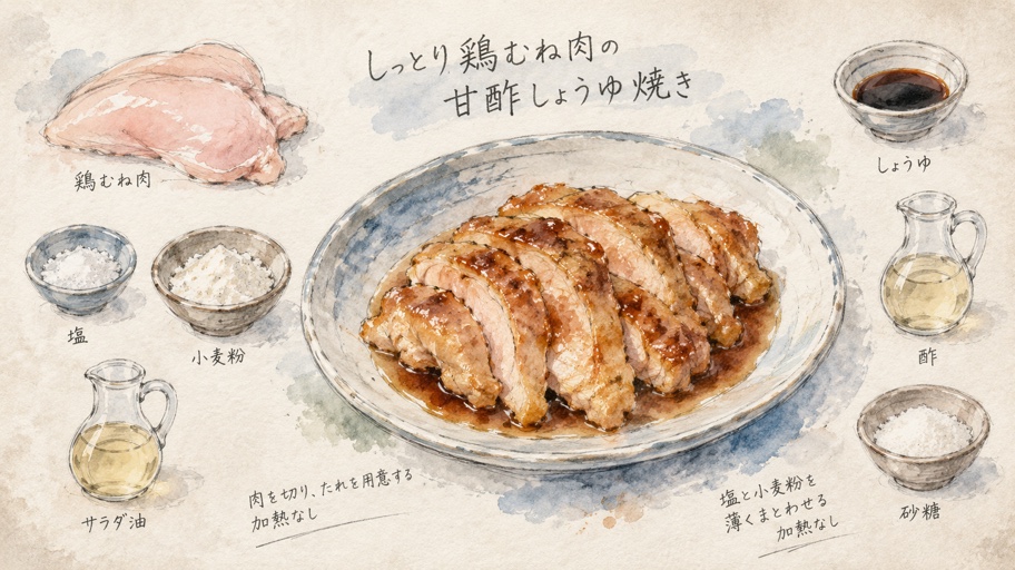 たれをまとわせ、肉を守る。カゼりんの甘酢しょうゆ焼き案内