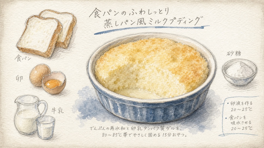 パンのすき間で水分を守る。カゼりんのミルクプディング作戦