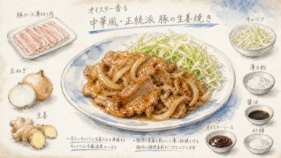 湯気の向こうで、オイスるんが豚の生姜焼きに潜む理由